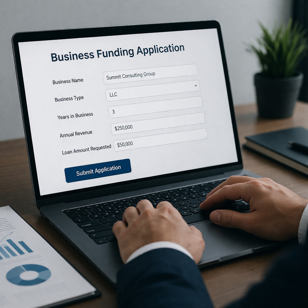 Online business funding application