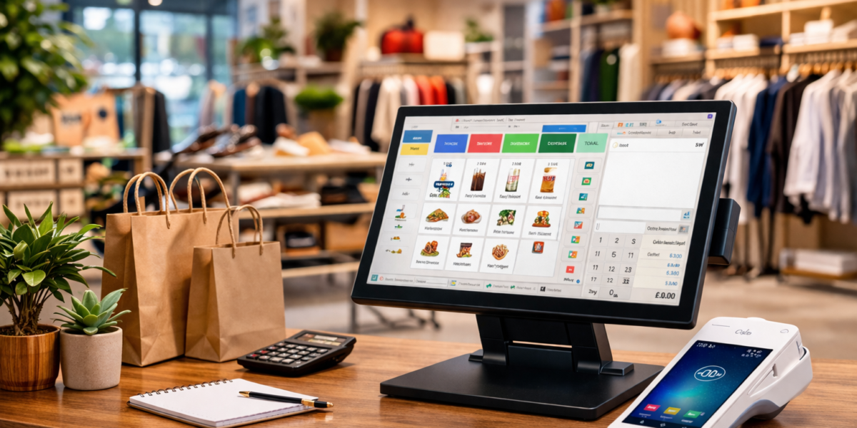 SSPOS AI POS system used in UK retail showing product recognition and smart automation