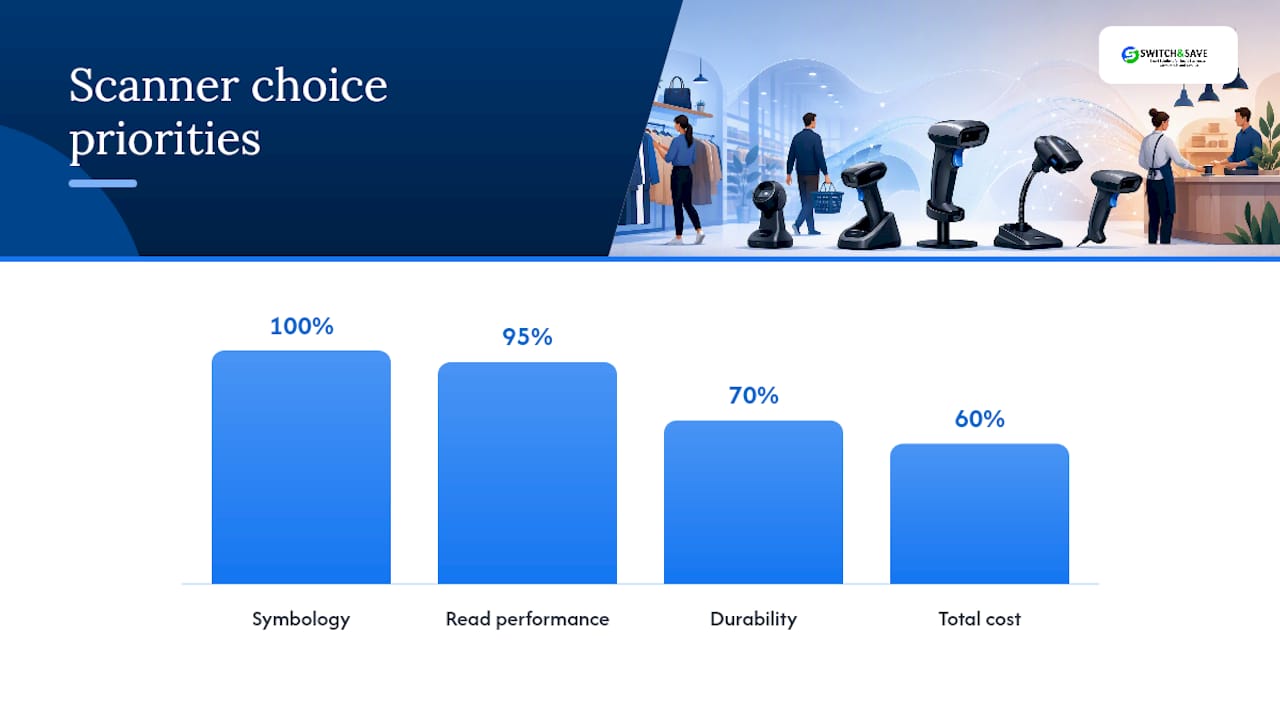 Barcode scanner selection criteria comparison diagram
