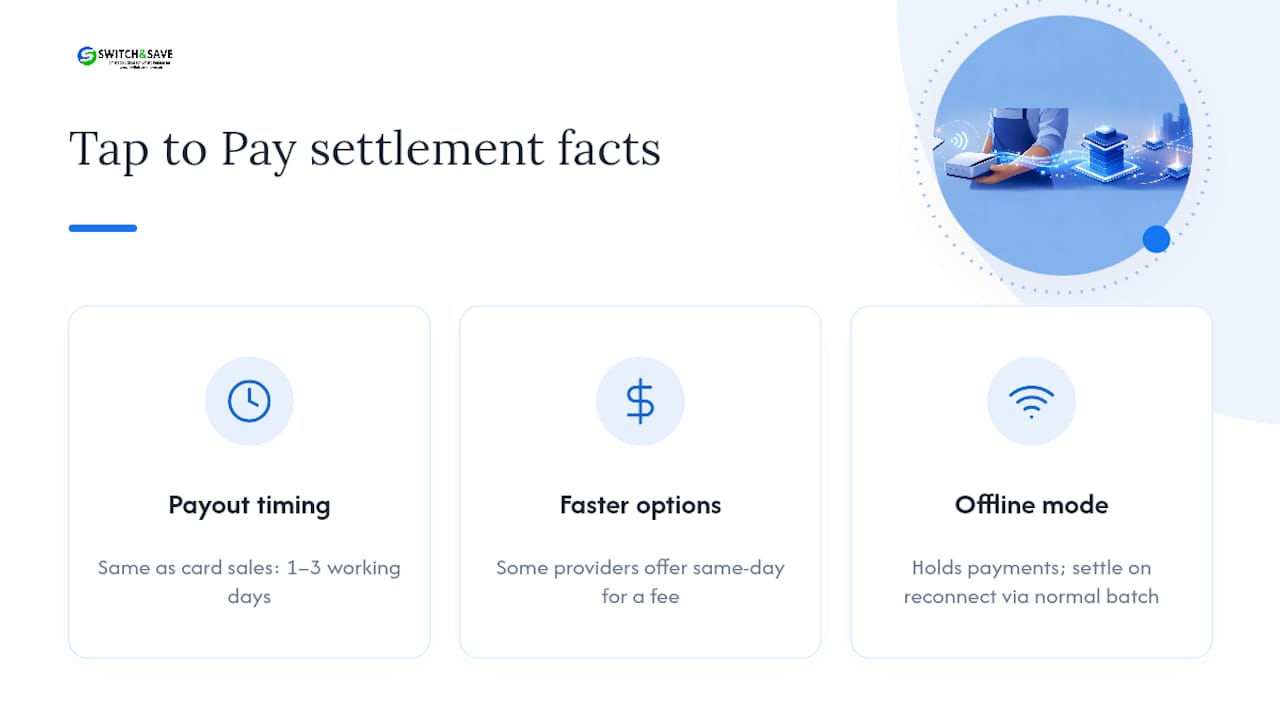 How long does it take to receive tap to pay funds in the UK? — overview diagram