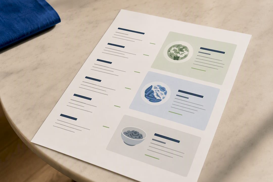 Illustrated restaurant menu visual hierarchy