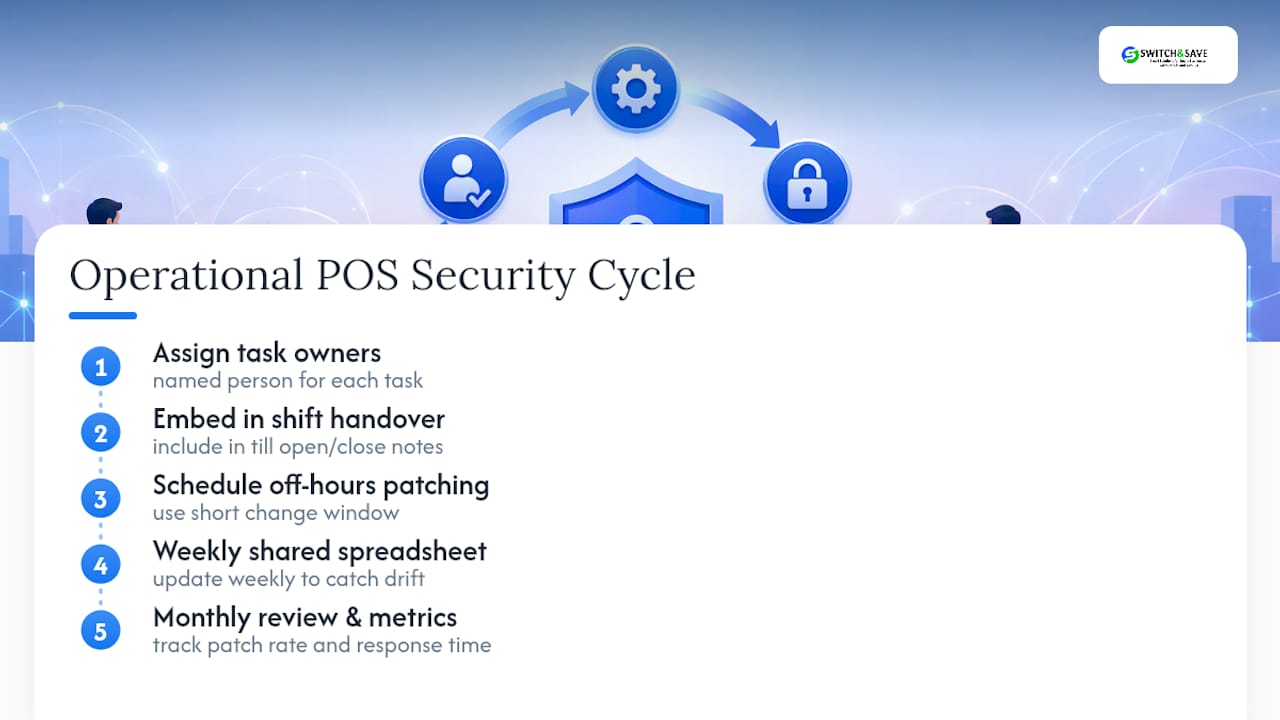POS security tasks mapped by operational cadence