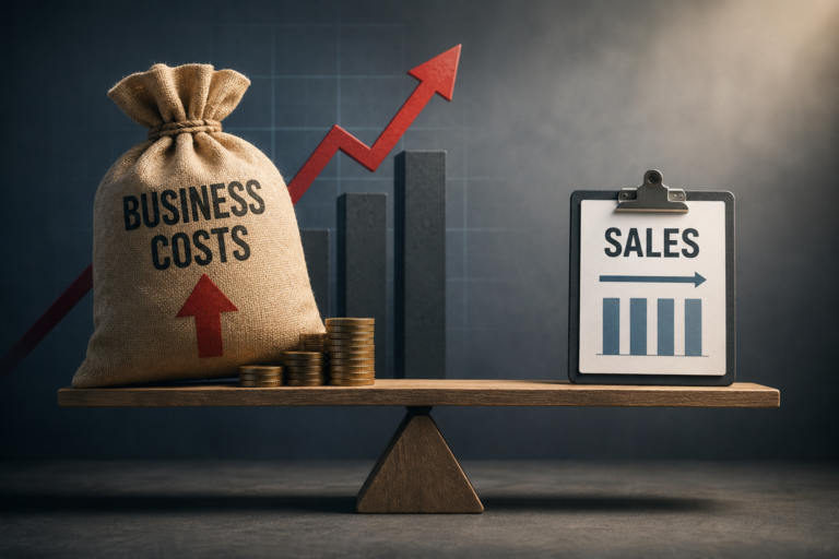 What happens when business costs rise but sales stay the same?