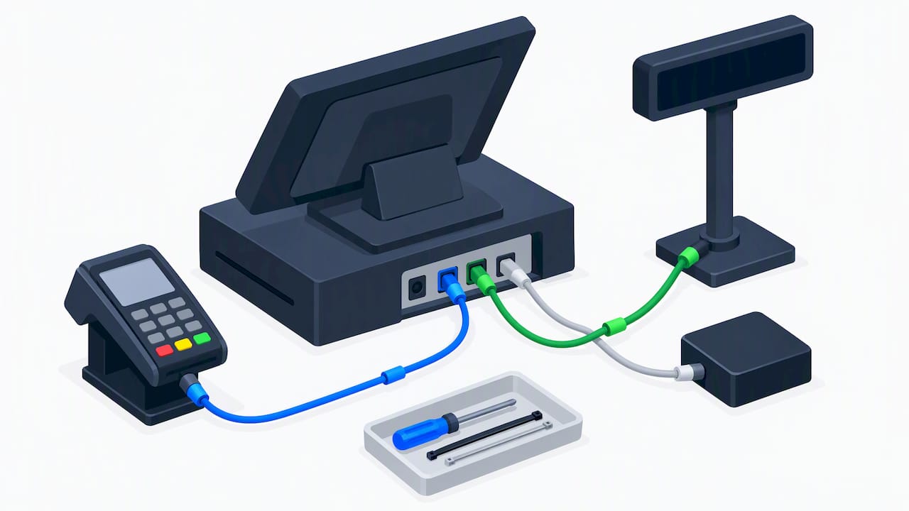 Illustration of labelled POS installation cables