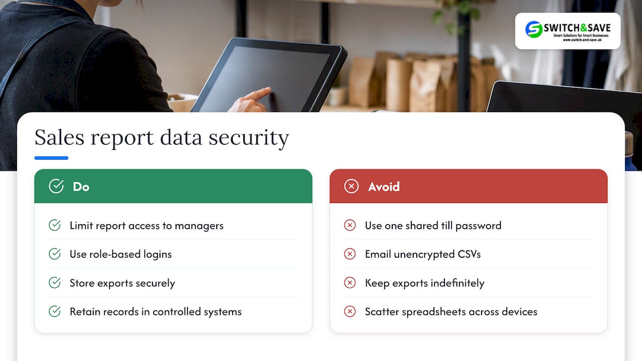 Security and data privacy considerations when handling sales reports in EPOS systems — overview diagram